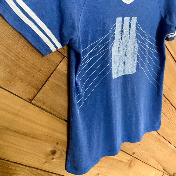 Vintage Blue V-neck Ringer T-shirt Small - Picture 8 of 11